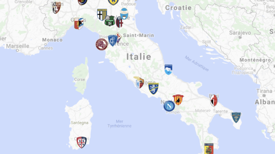 La carte foot et nourriture en Italie