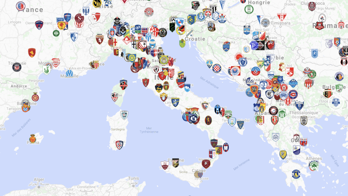 La carte des clubs de football - Serie A Mon Amour
